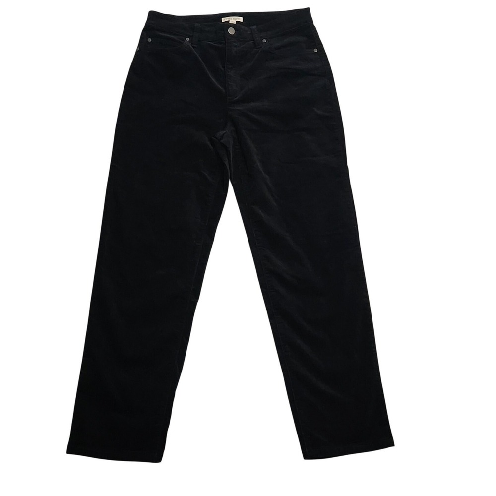 Eileen Fisher Womens Pants S Black Velveteen Organic Cotton Stretch‎ Minimalist
